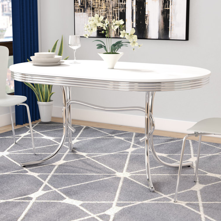 Wade Logan Brilliana Oval Metal Base Dining Table Reviews Wayfair